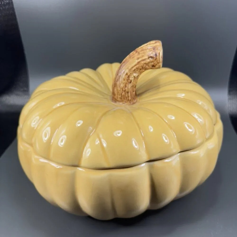 Williams Sonoma Large Pumpkin Canister Jar Container Cookie Jar Covered Dish VTG